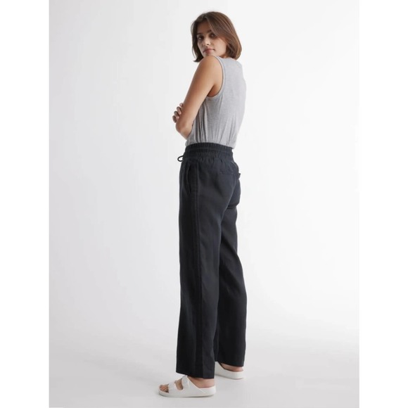 100% European Linen Wide Leg Pant NWT Large Black - Picture 4 of 8